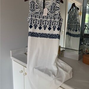 NWT Dark Blue and White Sheath Dress or Beach Cover -Large US